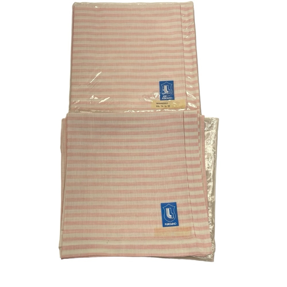 Henri Bendel Striped Linen Napkins Pink & White 8